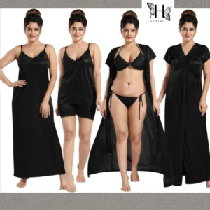 New 6 Part Nighty Black